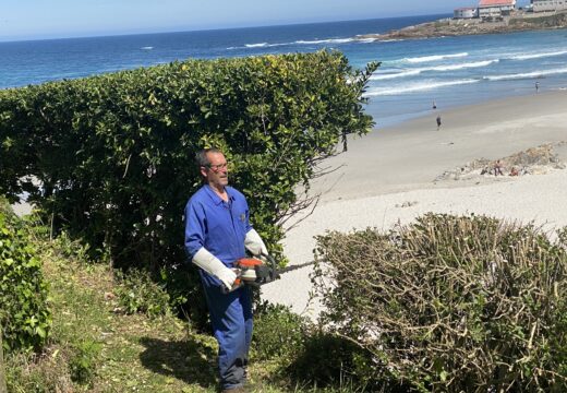O concello realiza unha ampla intervención de limpeza da vexetación no entorno da praia de Caión e do Sendeiro de Saldoiro